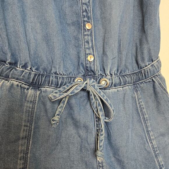 New Look Women's Denim Playsuit Button Up Front Tie Waist Sz US 8, UK 12, EU 40 - Picture 4 of 11